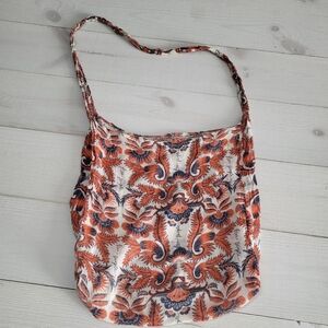 Free People Small Tote Bag Logo Floral Gauze BOHO